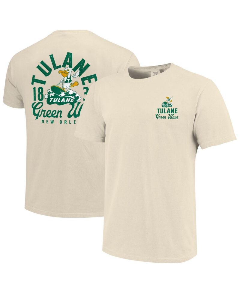 Men's Cream Tulane Green Wave Comfort Colors Mascot Overlay T-Shirt