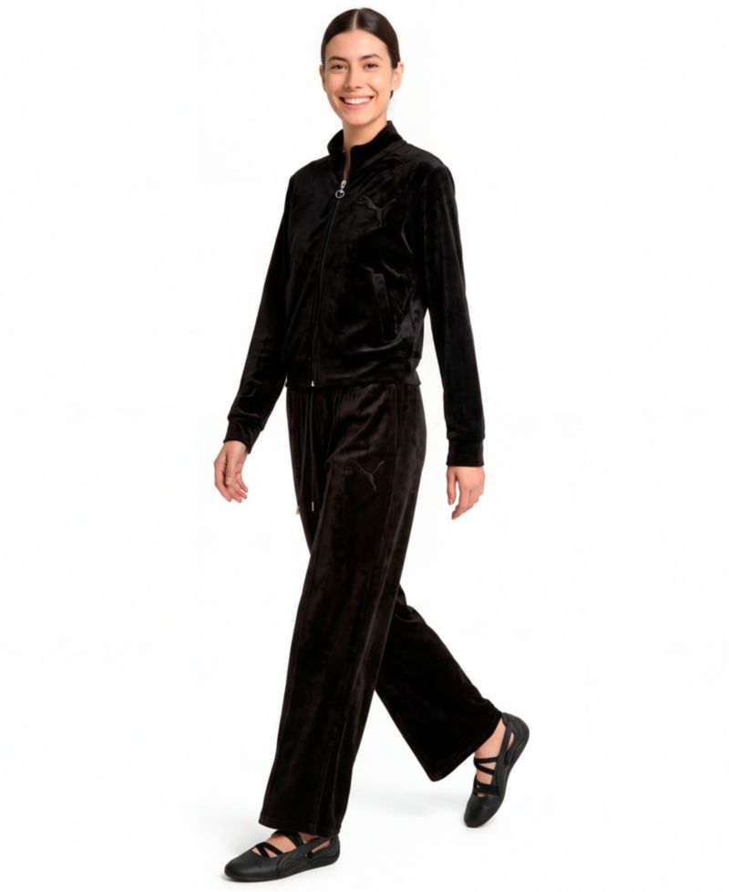 Women's Ess Elevated Full-Zip Velour Stand Collar Jacket