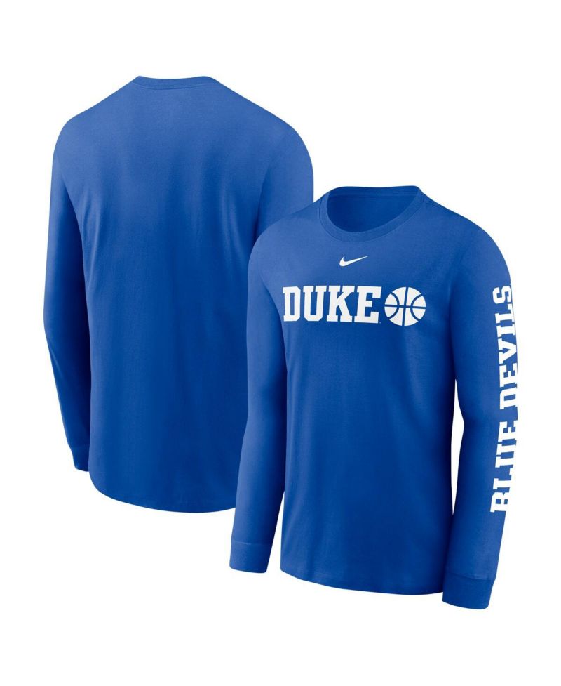 Men's Royal Duke Blue Devils Basketball Icon Two-Hit Long Sleeve T-Shirt