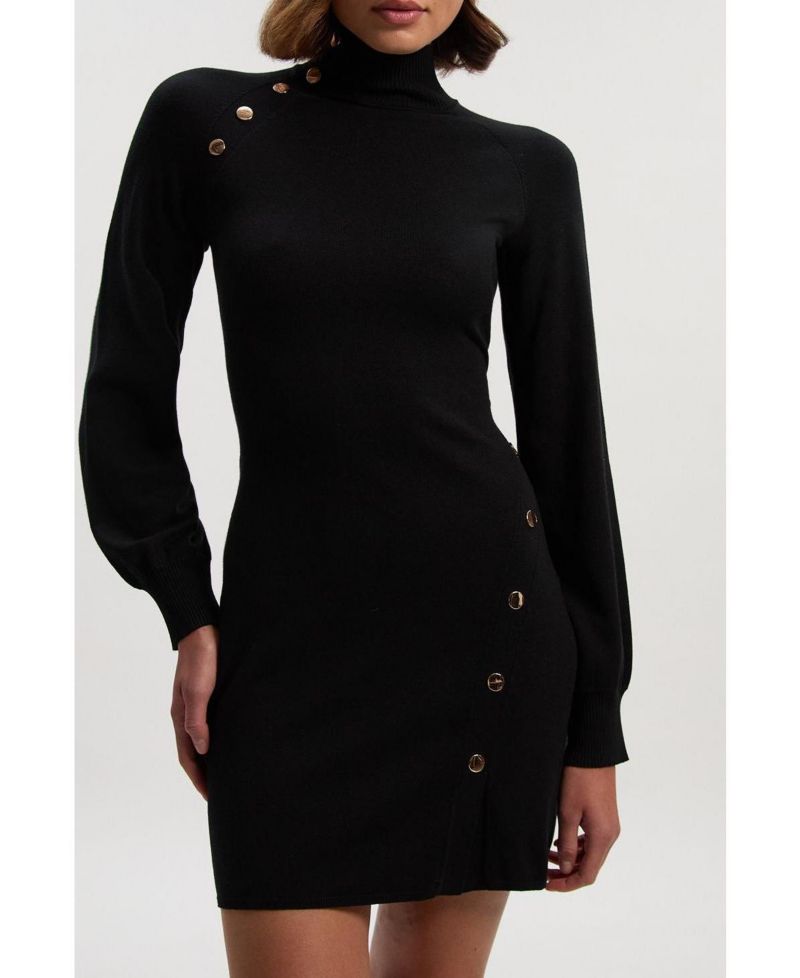 Women's Viscose Blend Popper Knit Mini Dress