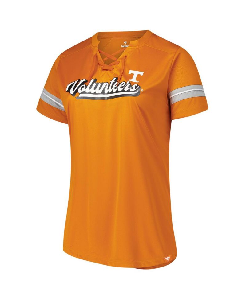 Women's Tennessee Orange Tennessee Volunteers Plus Size Overtime Readiness Lace-Up T-Shirt