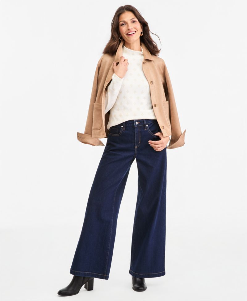 Petite Printed Mock-Neck Long-Sleeve Tee