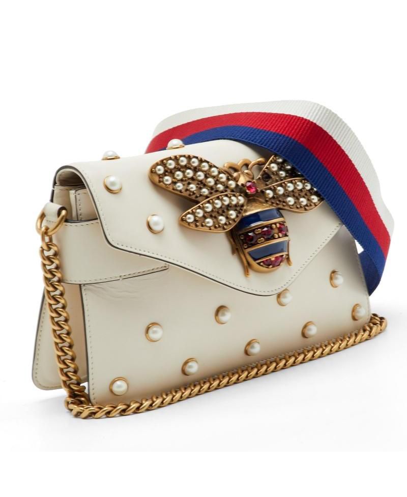 Women's Broadway Pearly Bee Mini Leather Shoulder Bag