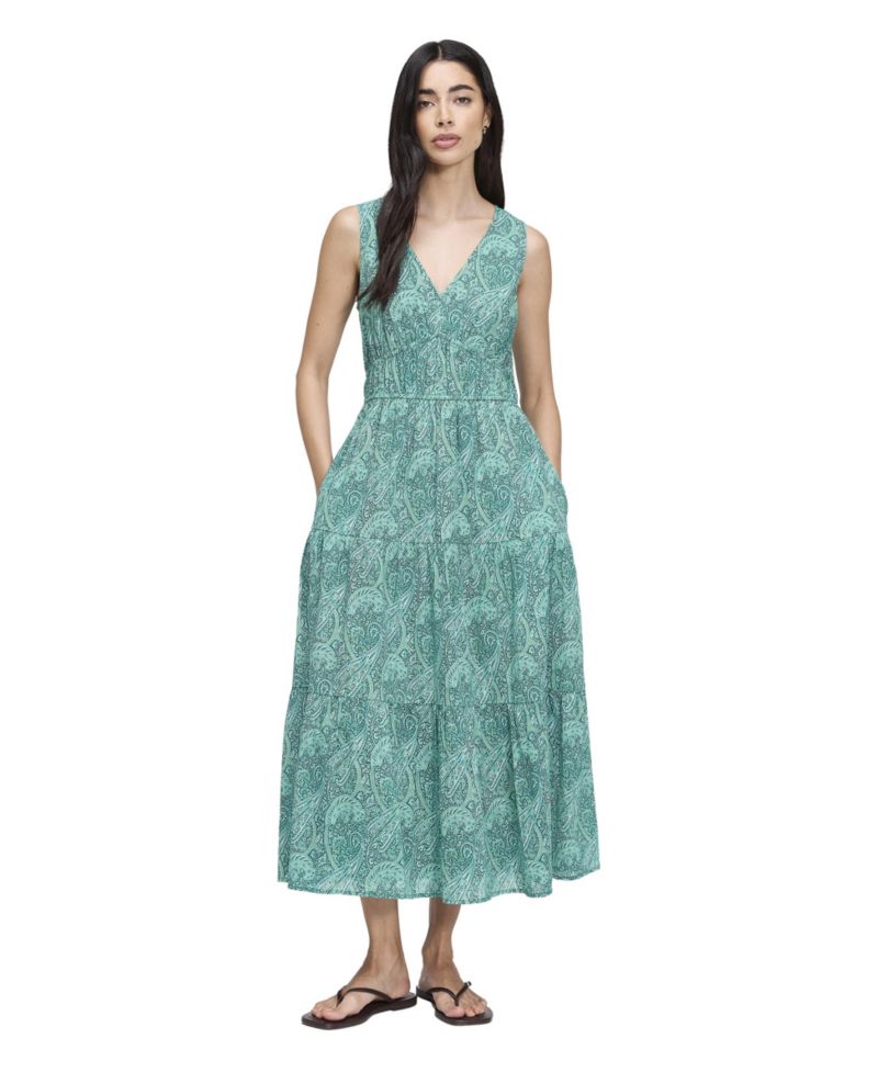 Women's Shannon Paisley Tiered V-Neck Midi Dress