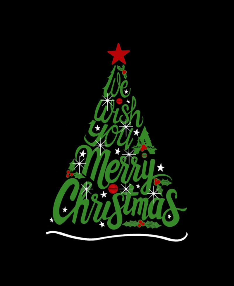 Men's Merry Christmas Tree Script Graphic Tank Top