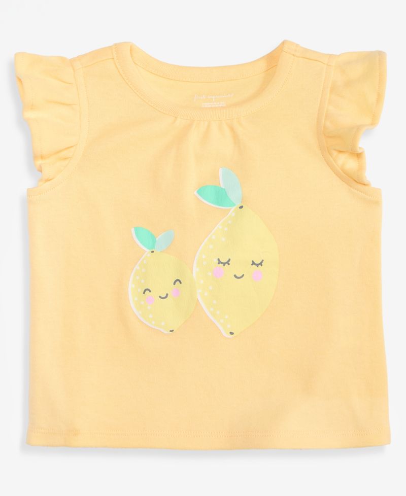 Baby Girls' 3M-24M Mix and Match Lemon-Print Flutter-Sleeve T-Shirt