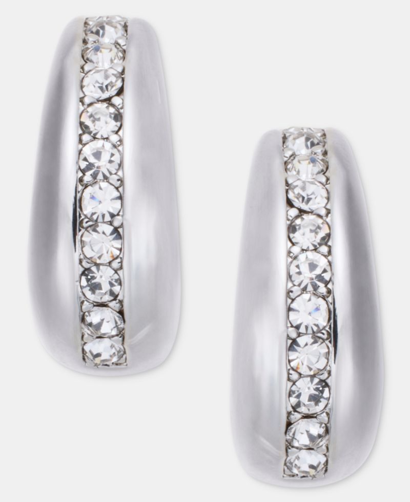 Pav&eacute; Crystal J-Hoop Earrings