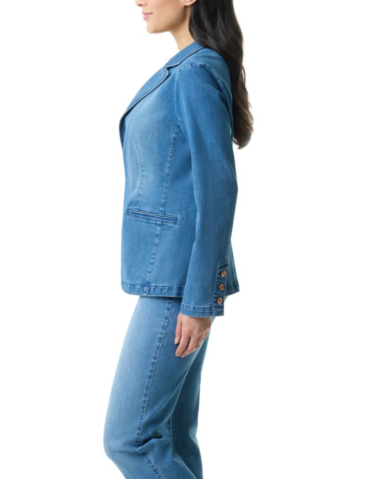 Women's Denim One-Button Blazer