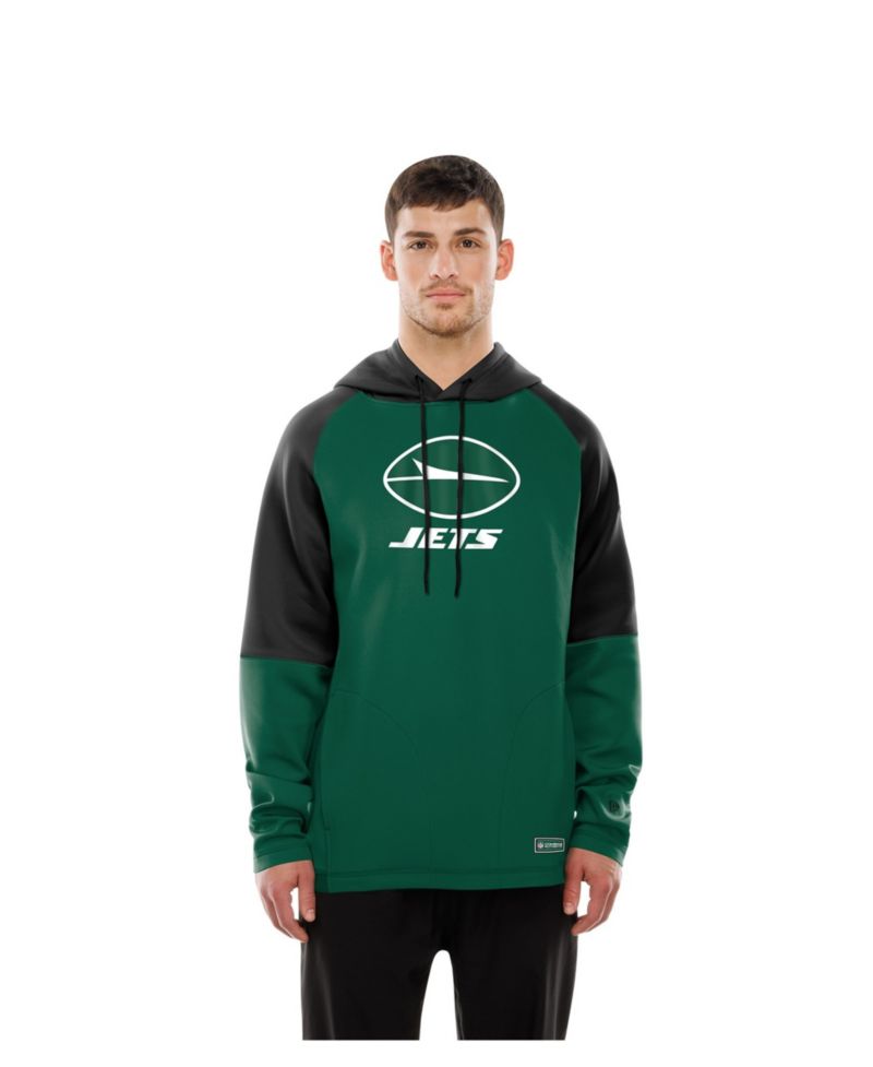 Men's Green New York Jets Combine Authentic Color Block Raglan Pullover Hoodie