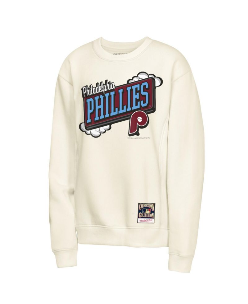 Big Boys and Girls Mitchell Ness Natural Philadelphia Phillies Retro Billboard Sweatshirt