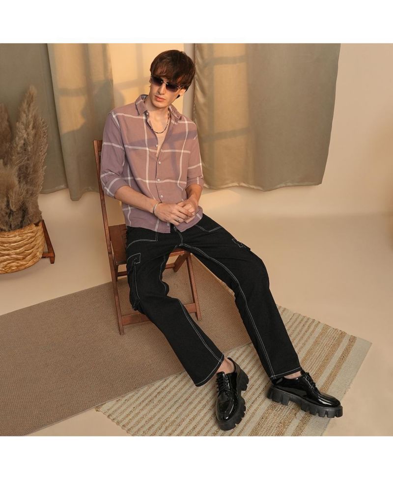 Men's Nude Pink Maxi-Graph Check Shirt