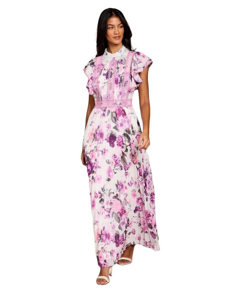 Women's Lace Collar Frill Maxi Dress