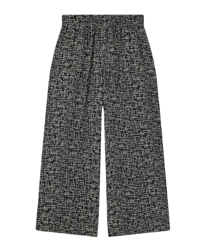 Women's Woven Grid Crop Wide-Leg Trouser