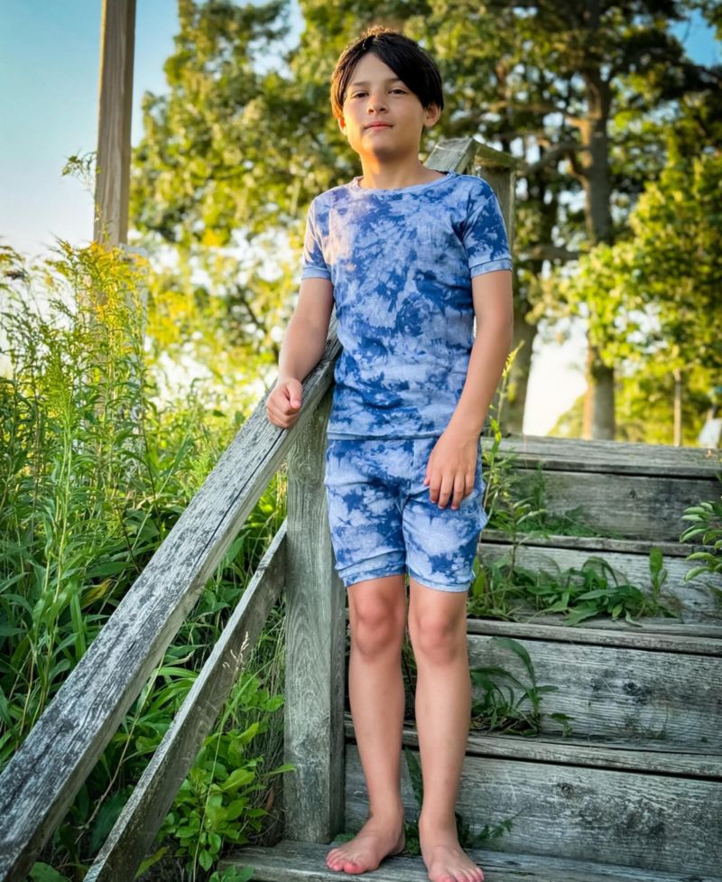 Boys' and Girls' Tie-Dye Matching Family Short-Sleeve Top and Shorts, 2-Piece Set