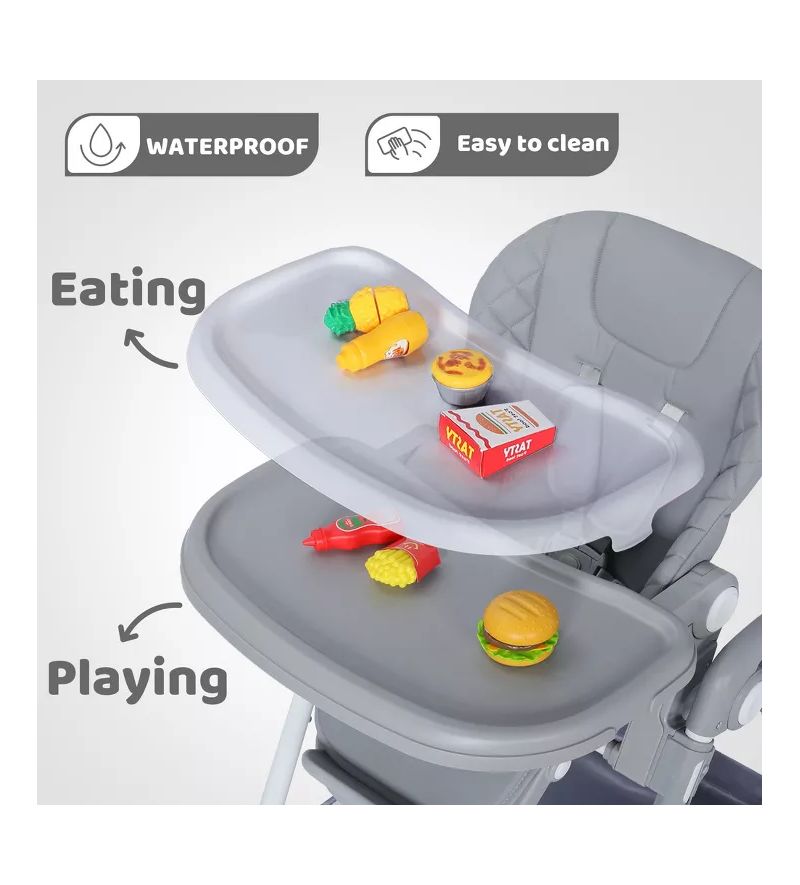 Convertible Baby High Chair with Adjustable Height, Double Tray and Compact Fold