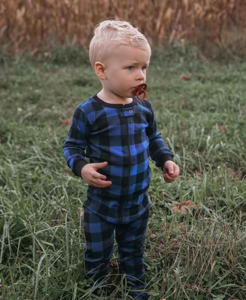 Baby Footed Cotton Plaid Holiday Pajamas