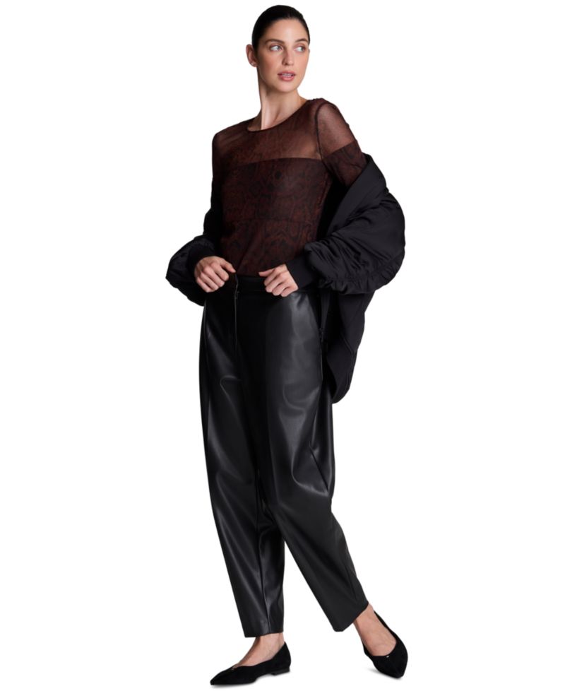 Women's Long Sleeve Mesh Crew Neck Pullover