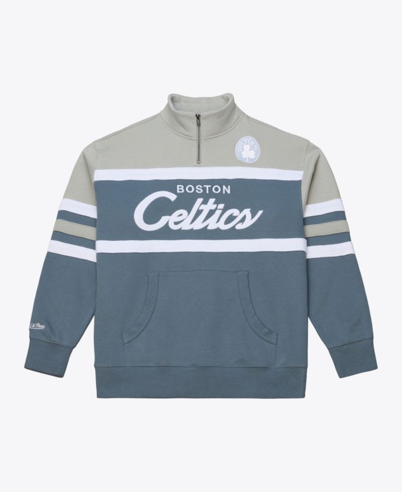 Men's Boston Celtics Thunderstorm Head Coach Quarter-Zip Slim-Fit Sweatshirt
