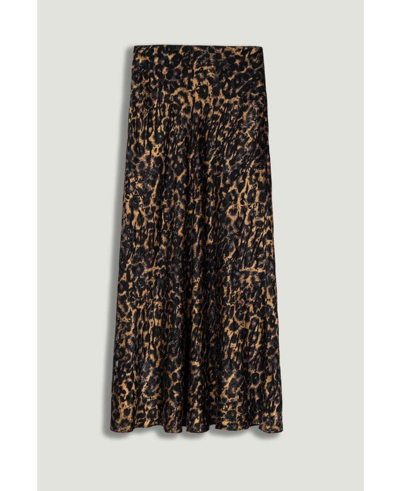 Women's Printed Leopard Midi Skirt