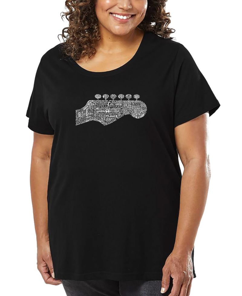 Plus Size Guitar Head Word Art T-Shirt