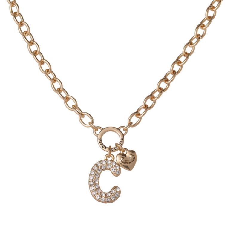 Bubble Letter Necklace for Women with Clear Stones 18"+2", Chunky Initial Necklace