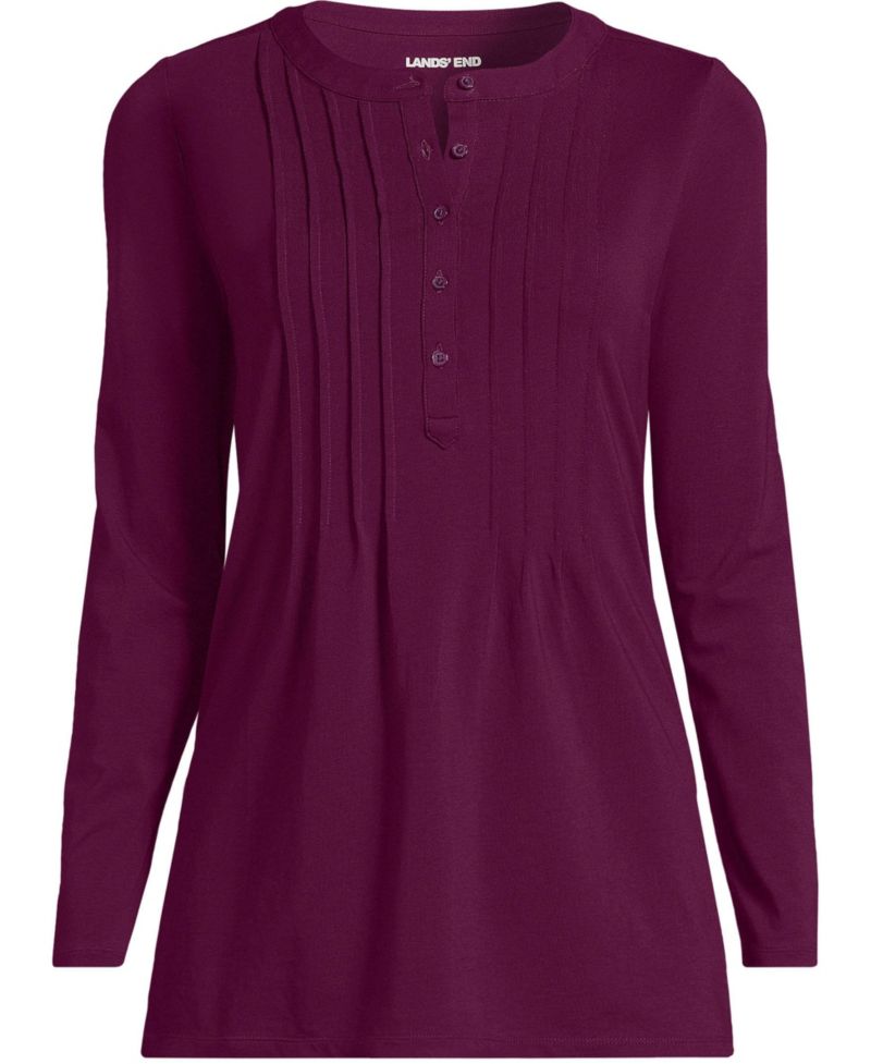 Plus Size Long-Sleeve Pintuck Tunic Blouse