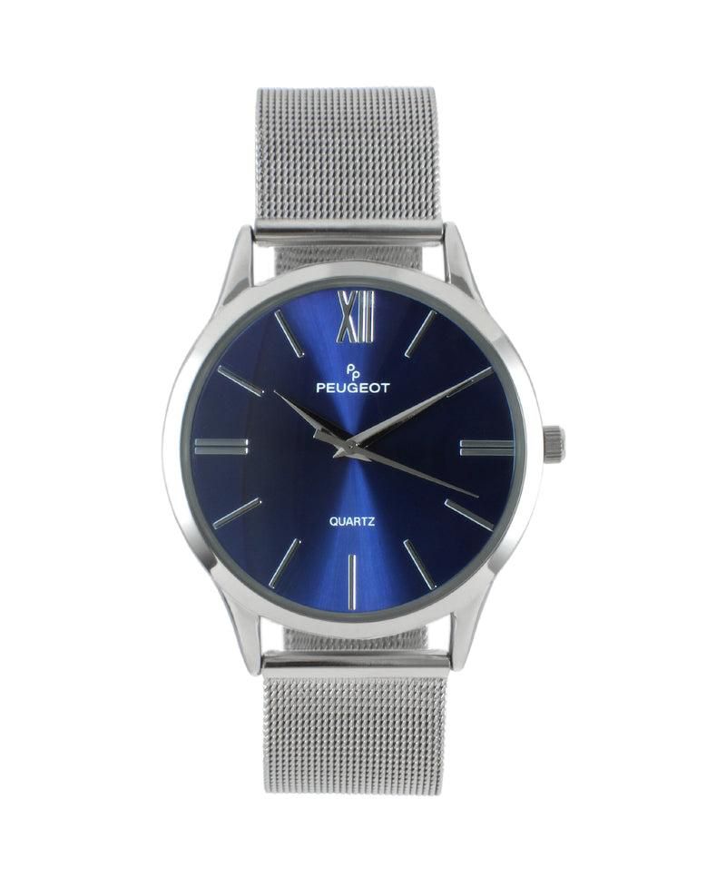 Men's 40mm Blue Dial Slim Case Stainless Steel Mesh Watch