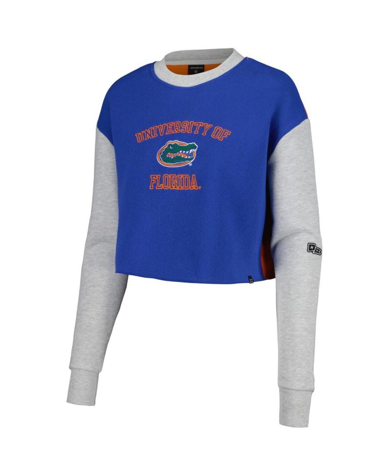 Women's Royal Florida Gators Color Block Rookie Crew Pullover Sweatshirt