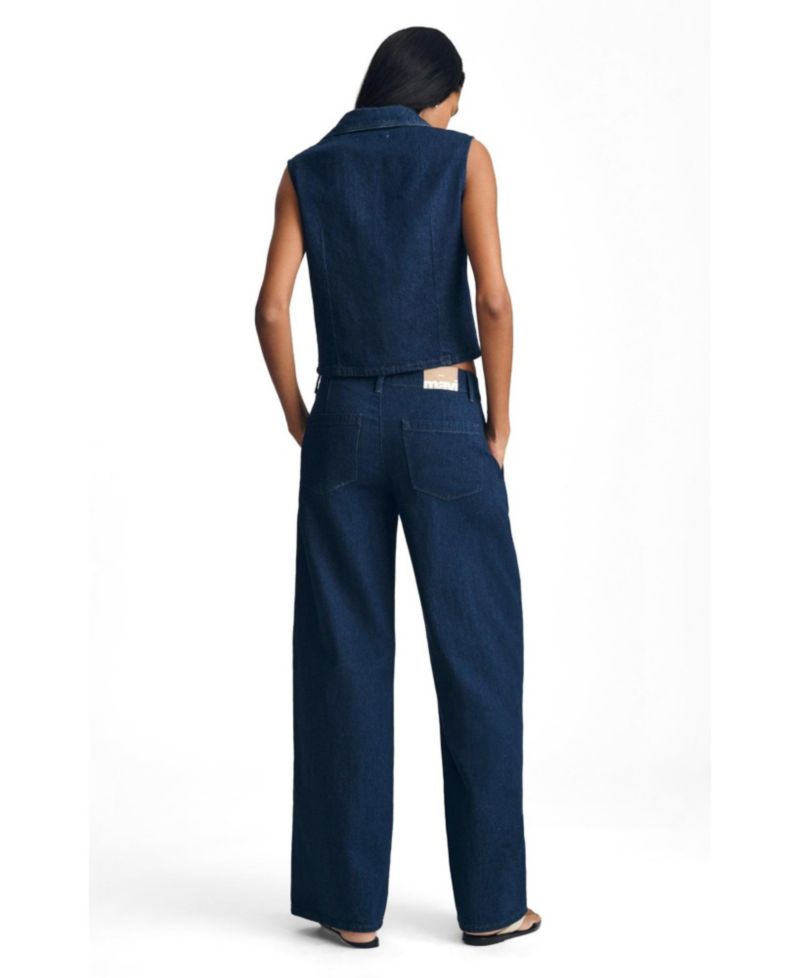Women's Siena High Rise Wide Leg In Chino Dark Linen Denim