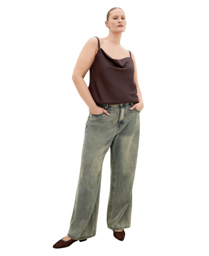 Plus Size Cowl-Neck Satin Relaxed-Fit Camisole