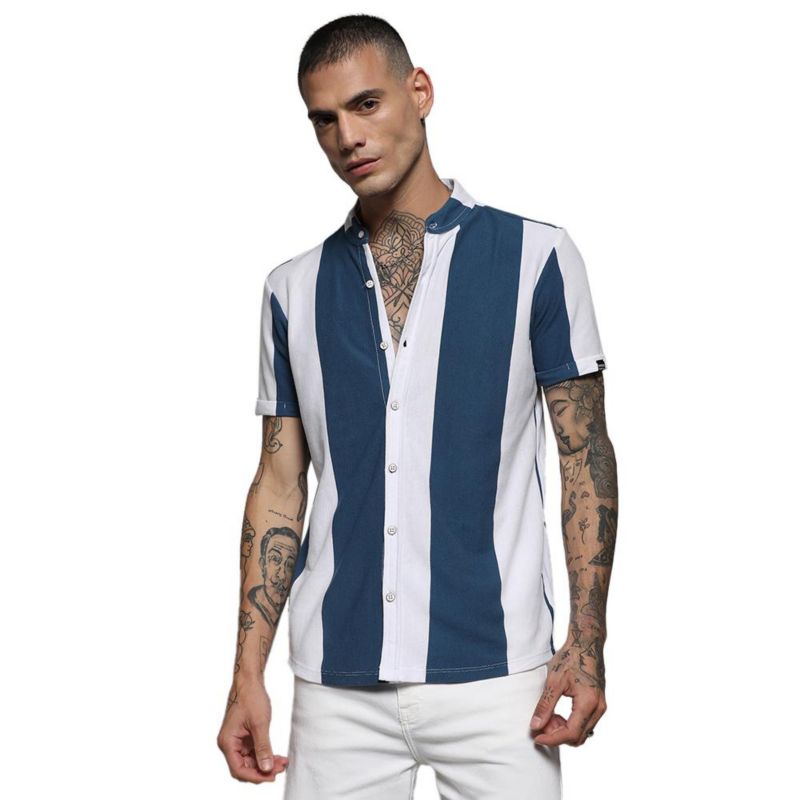 Men's Blue & White Candy Striped Shirt