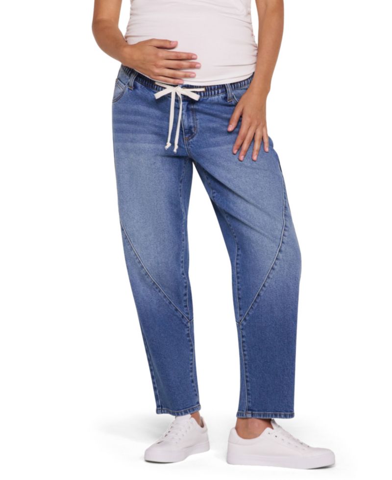 Women's Motherhood Drawstring Pull On Barrel Jean