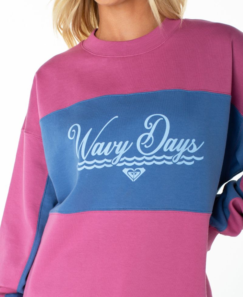 Women's Lineup Oversized Crew Colorblock Graphic Cotton-Blend Sweatshirt