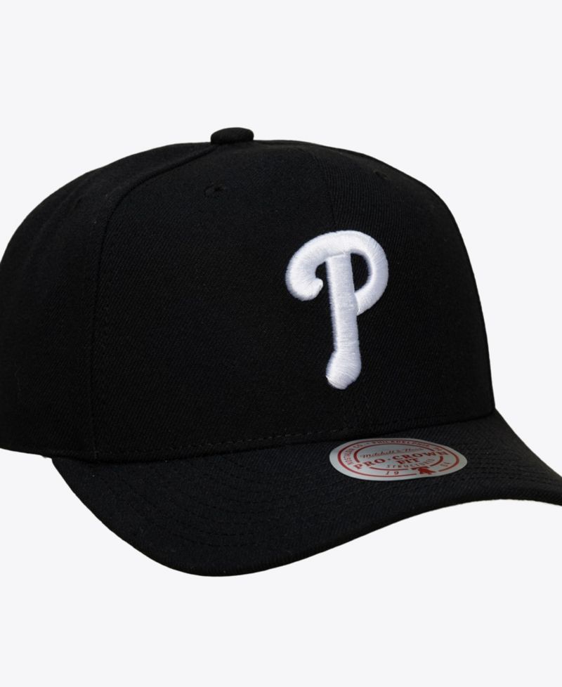 Men's Black Philadelphia Phillies Black and White Pro Crown Snapback