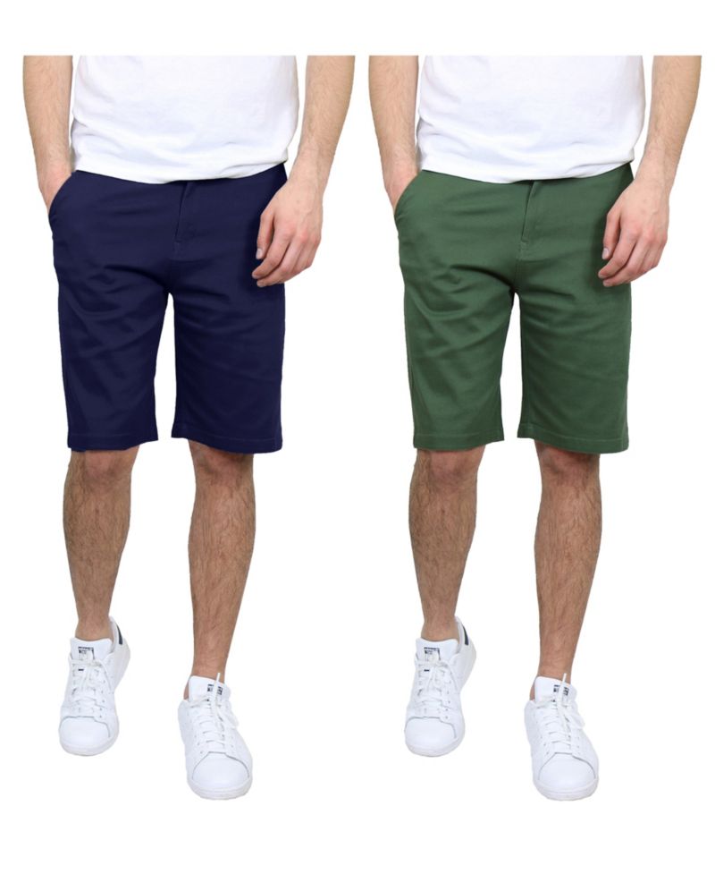 Men's 5 Pocket Flat Front Slim Fit Stretch Chino Shorts, Pack of 2