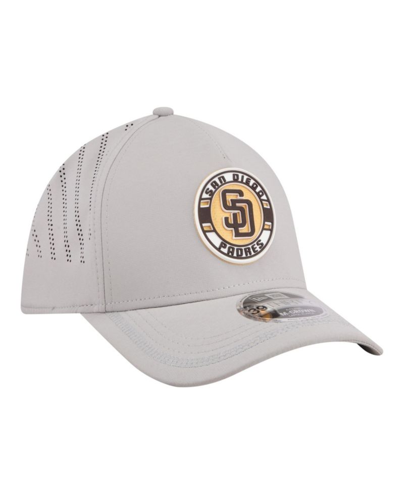 Men's Gray San Diego Padres Patch 39THIRTY A-Frame M-Crown Perforated Flex Hat