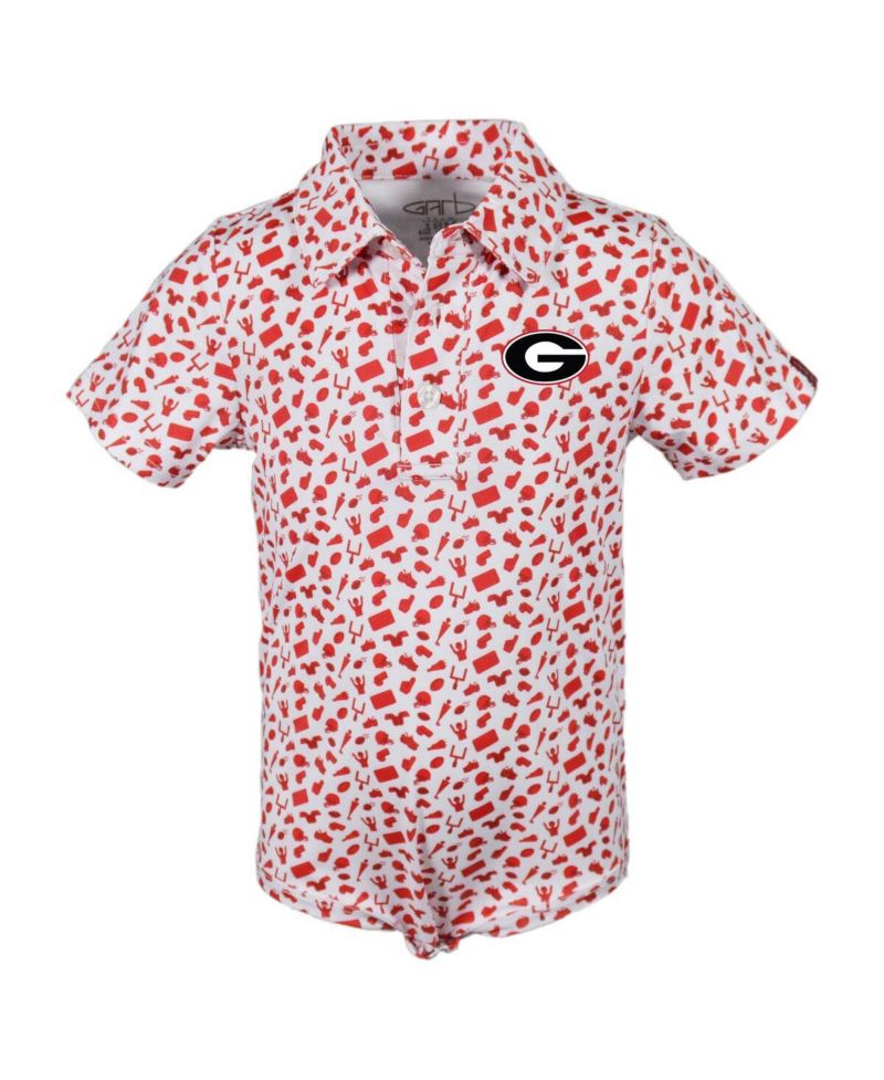 Baby Boys and Girls Red Georgia Bulldogs Tom Allover Print Performance Polo Bodysuit