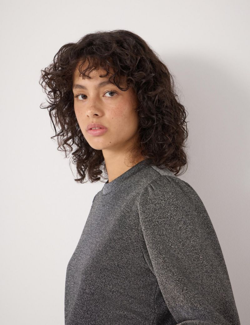 Women's Emily Sparkle Puff Sleeve Jersey Top
