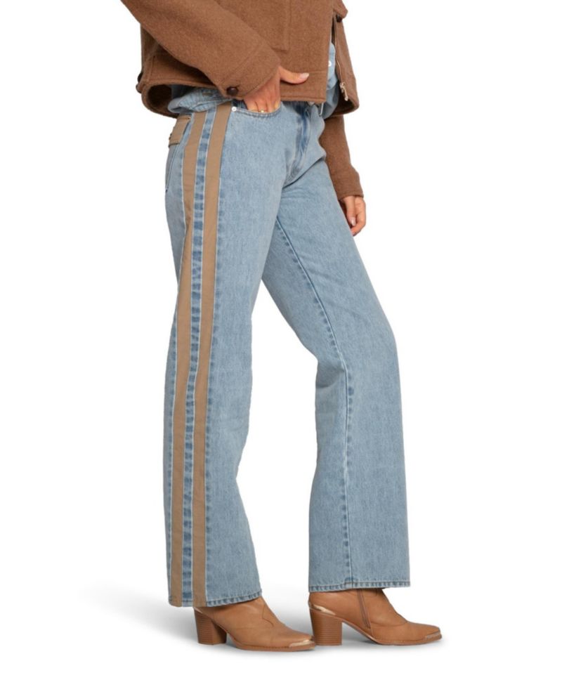 Women's Rebel Mid Rise Side Stripe Denim Jeans