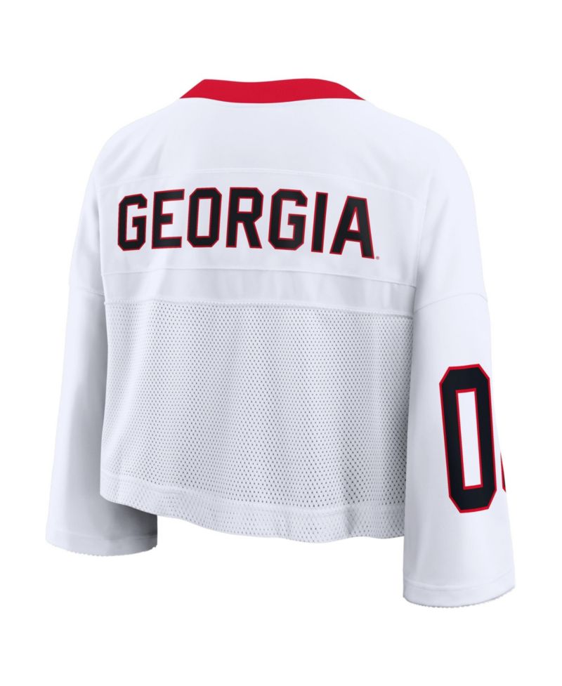 Women's White Georgia Bulldogs Oversized Logo Cropped Fashion Jersey