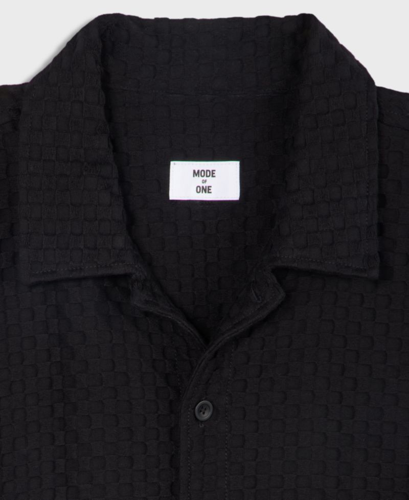 Men's Boxy-Fit Basketweave Textured Short-Sleeve Shirt