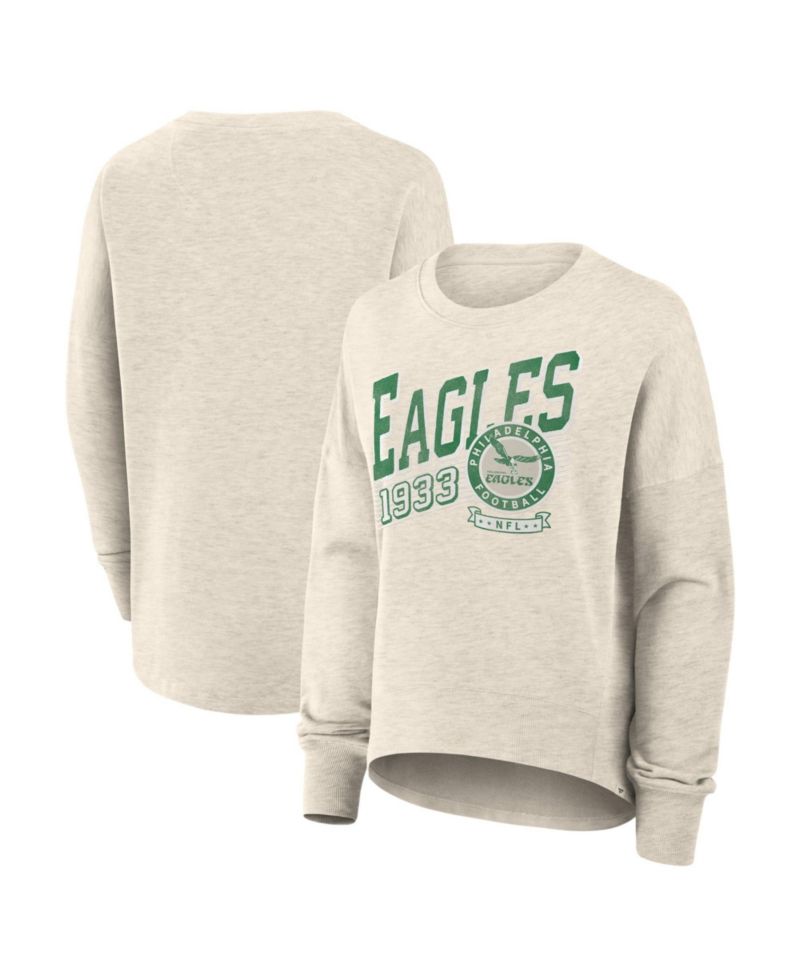 Women's Cream Philadelphia Eagles Oversized Heritage Sweatshirt
