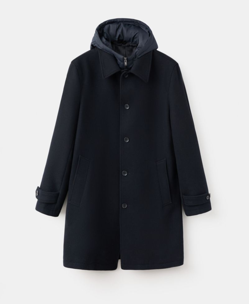 Men's Detachable Hood Wool Coat