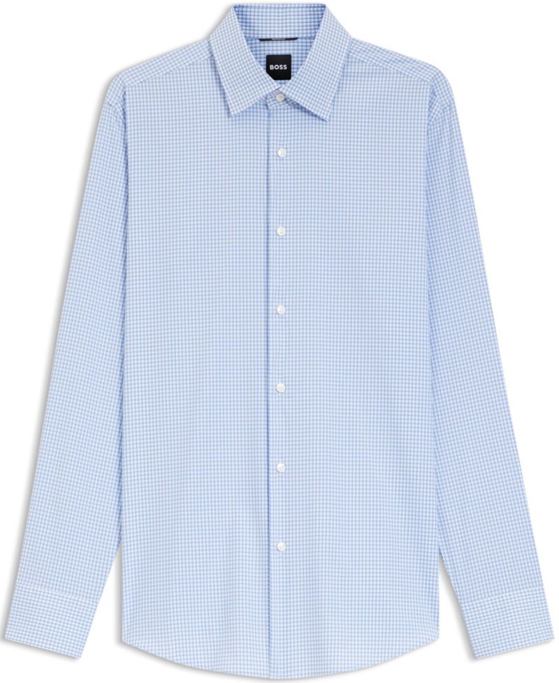 Men's Checked Performance-Stretch Slim-Fit Dress Shirt