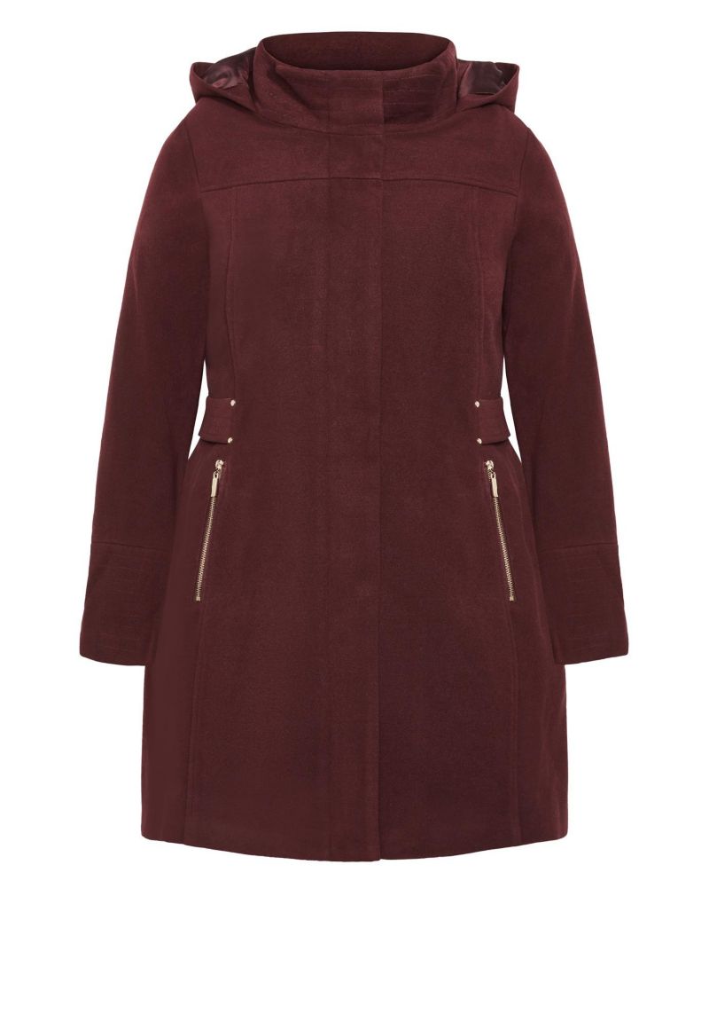 Women's Plus Size Faux Wool Plain Coat