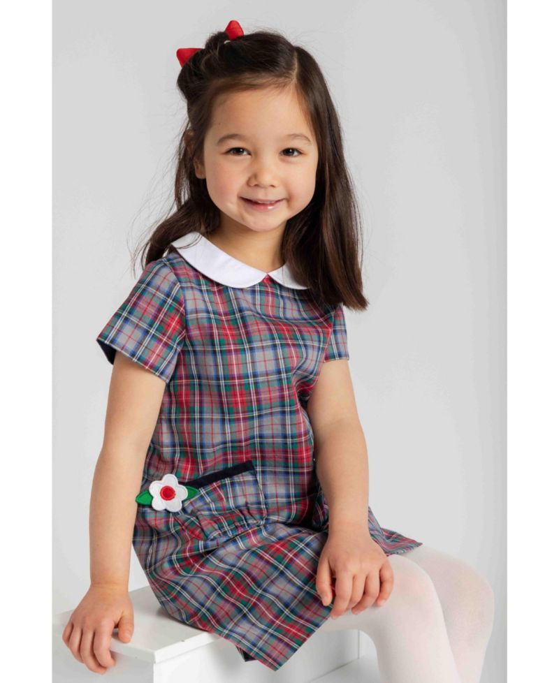 Girls' 4-16 Plaid Short-Sleeve A-Line Dress