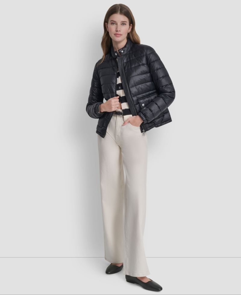 Women's Packable Moto Collar Short Coat