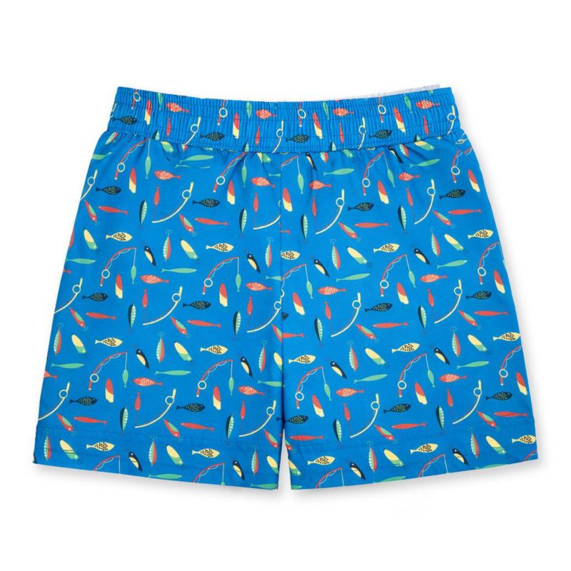 Little Boys Fishing Lure Print Swim Trunk
