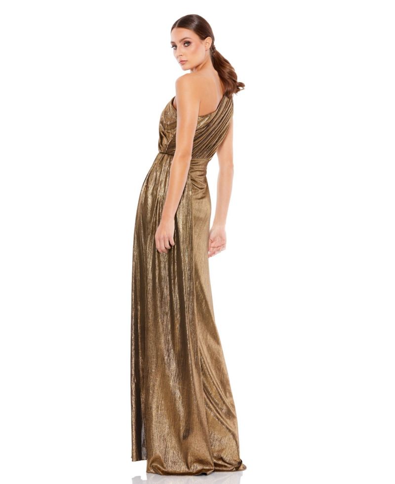 Women's Ieena Metallic Draped One Shoulder Grecian Dress