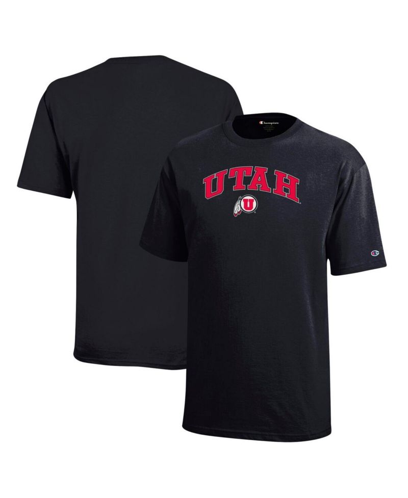 Big Boys and Girls Black Utah Utes Arch Over Logo T-Shirt
